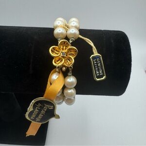 Vtg Persiana by Laguna Double Strand Faux Pearl Bracelet wGenuine Sapphire Clasp